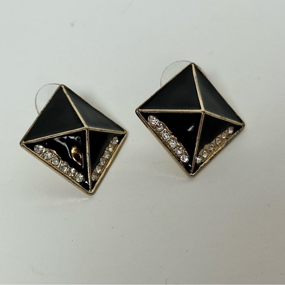 Vintage Enamel Pyramid Stud Earrings - Picture 4 of 4